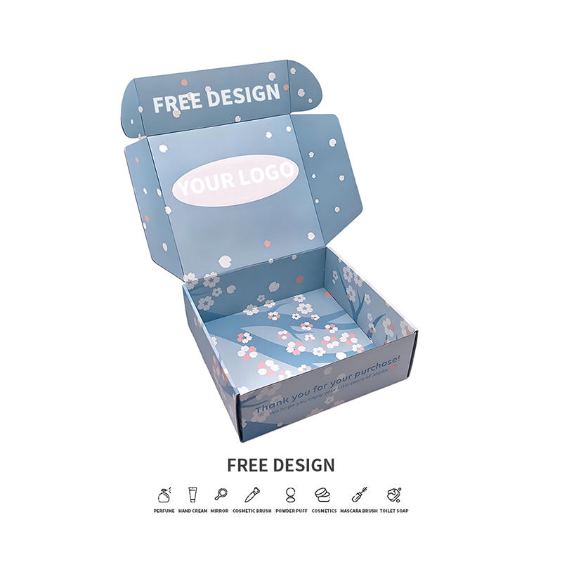 Cutii pentru ambalaje cosmetice ondulate cu petale de fundal albastru