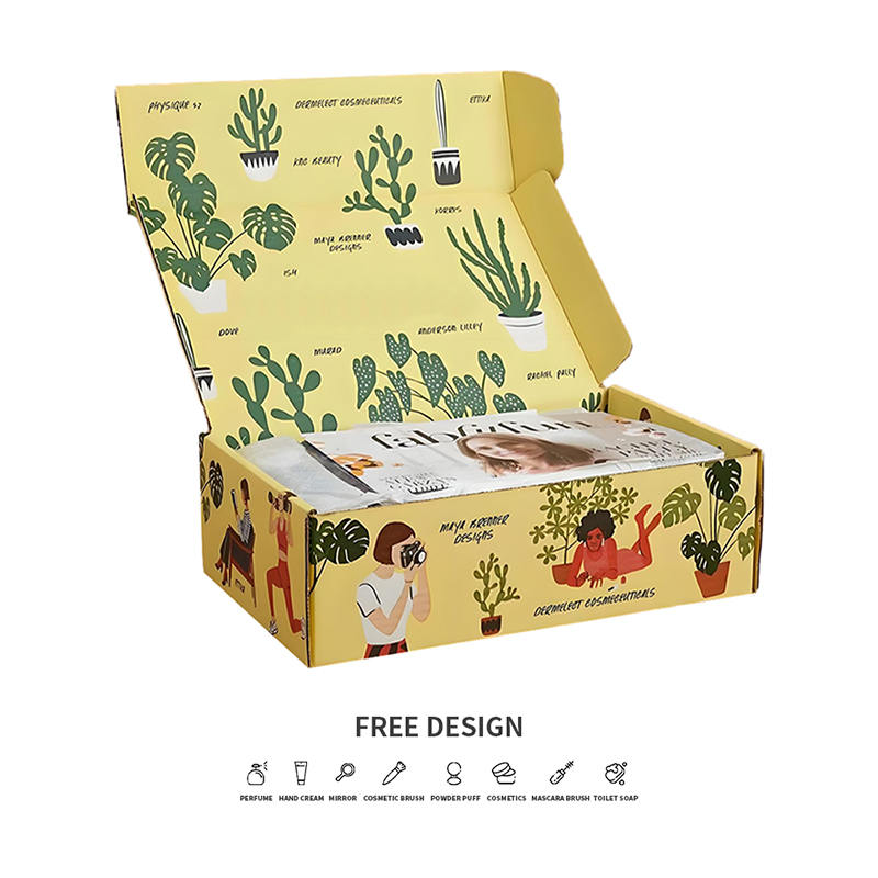 Cutii pentru ambalaje cosmetice ondulate cu plante în ghivece jucăușe